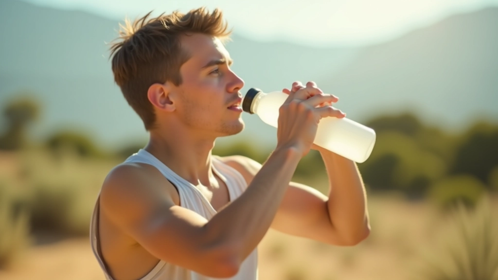 Atleta a beber água durante o treino